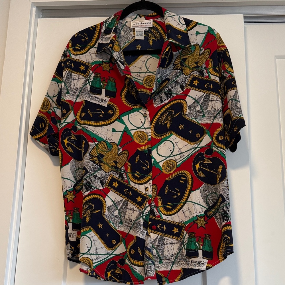 Westbound Multicolor Graphic Button Down Shirt - image 1